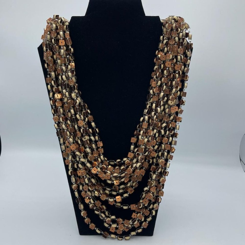 Chunky layered brown necklace